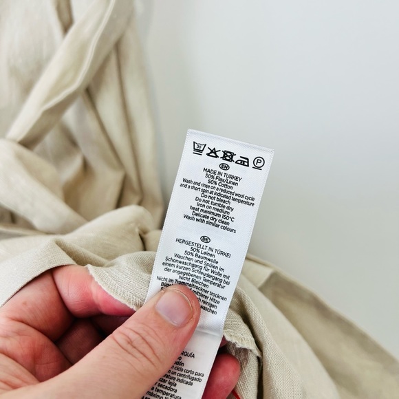 Hobbs Beige Linen Blend Sleeveless Tie Waist Button Up Shirt Dress UK 14 - Picture 7 of 16